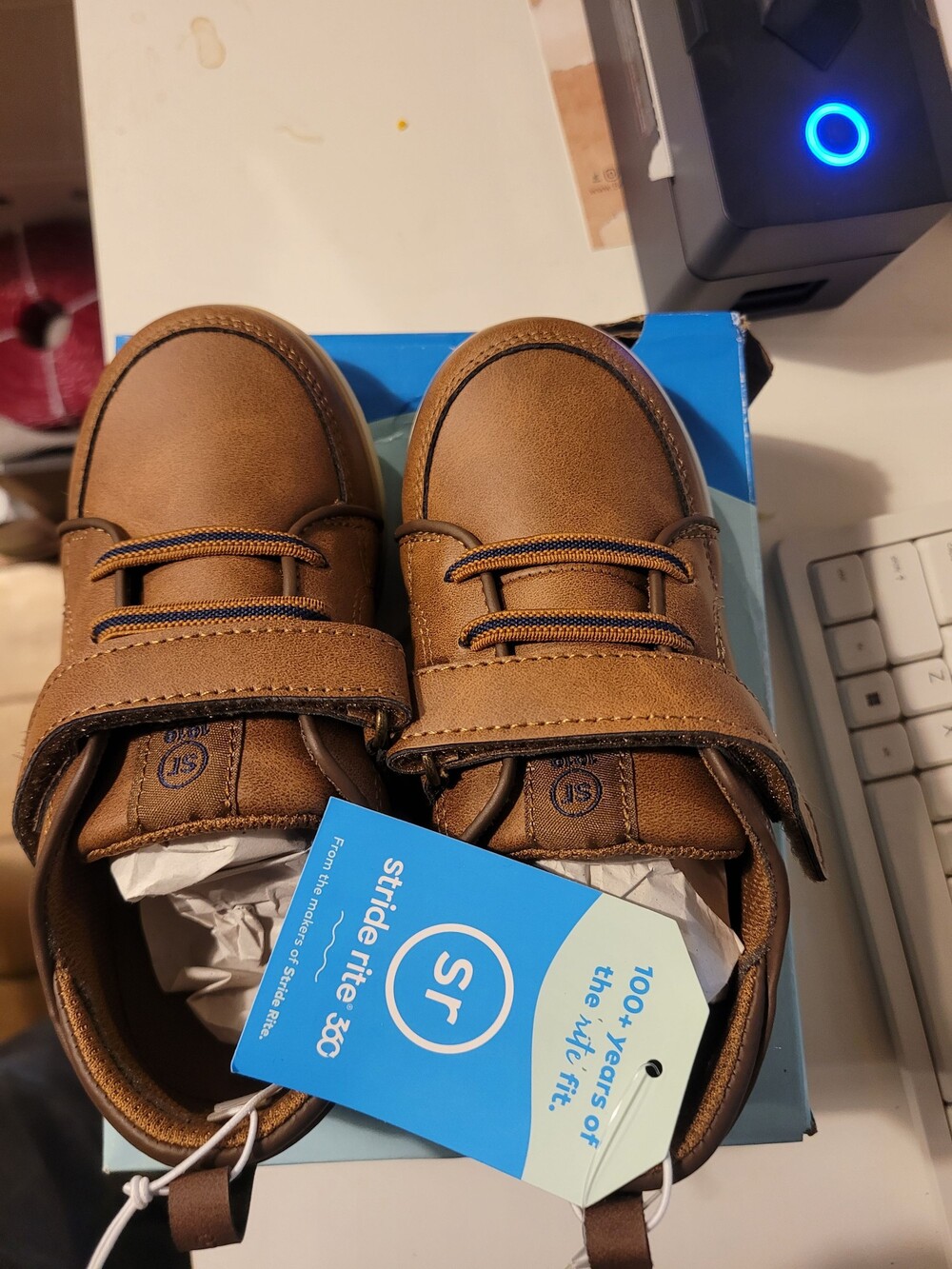 Stride Rite Ethan Boys Brown Shoes Size 10M Hook-and-Loop Strap
